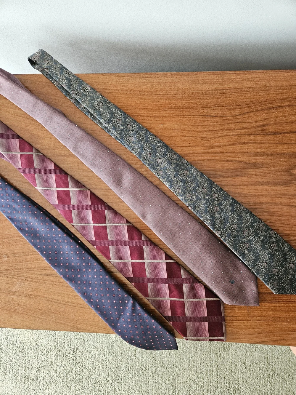DIOR, CARDIN, NORDSTROM ETC Mens Paisley and Patterned Silk Tie, Set Of 4